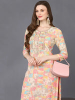 Silk Blend Multicolor Floral Printed Kurta