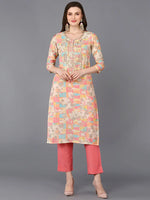 Silk Blend Multicolor Floral Printed Kurta