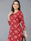 Viscose Rayon Red Rose Printed Kurta