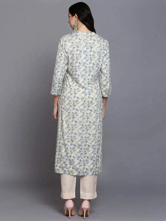 Viscose Rayon Off White Printed Kurta-VCK9369_XS