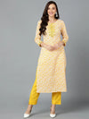 Cotton Chrome Yellow Printed Straight Kurta