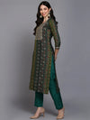 Viscose Rayon Green Bandhani Printed Kurta