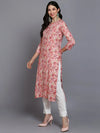 Silk Blend Peach Floral Printed Kurta-VCK9351_XS