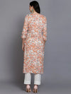 Silk Blend Peach Floral Printed Kurta-VCK9344_XS