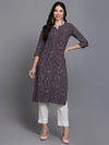 Purple Cotton Ethnic Motifs Printed Kurta