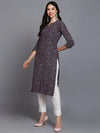 Purple Cotton Ethnic Motifs Printed Kurta