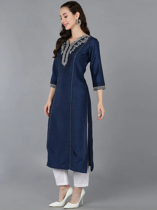 Ahika Women Silk Blend Yoke Kurta-VCK9024_3XL