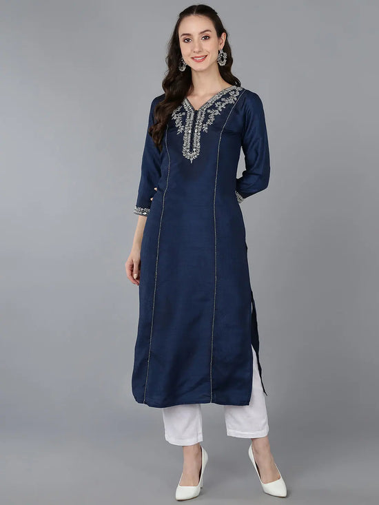 Ahika Women Silk Blend Yoke Kurta-VCK9024_3XL