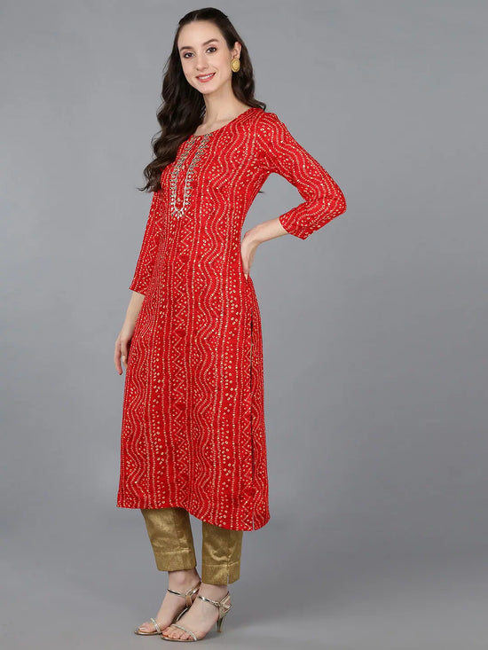 Ahika Women Viscose Rayon Bandhani Kurta-VCK9028_3XL