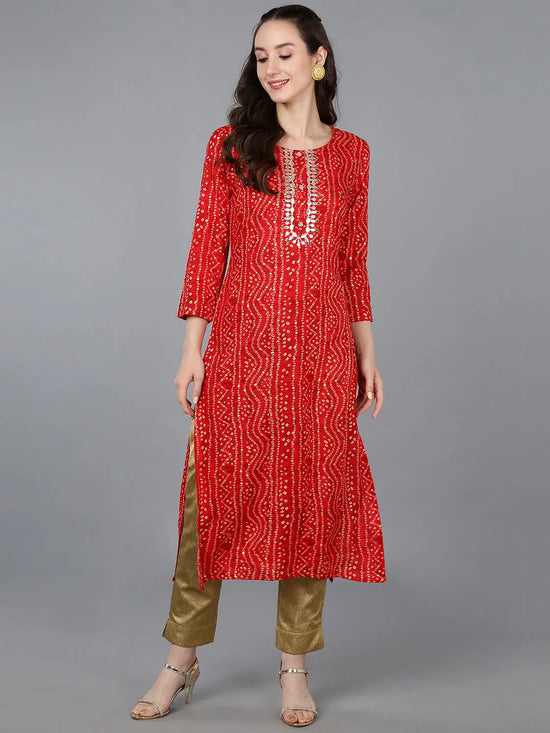 Ahika Women Viscose Rayon Bandhani Kurta-VCK9028_3XL