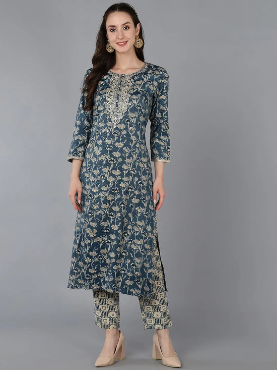 Ahika Women Silk Blend Floral Kurta