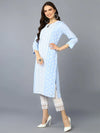 Blue Poly Silk Ethnic Motifs Kurta