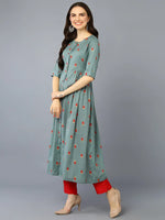 Cotton Green Ethnic Motif Printed Kurta