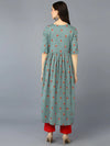 Cotton Green Ethnic Motif Printed Kurta