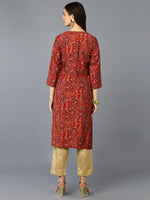 Red Silk Blended Ethnic Motifs Kurta