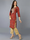 Red Silk Blended Ethnic Motifs Kurta