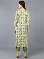 Viscose Rayon Pista Green Floral Kurta