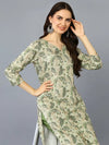 Viscose Rayon Pista Green Floral Kurta