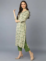 Viscose Rayon Pista Green Floral Kurta