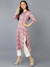 Silk Blend Raspberry Pink Printed Kurta