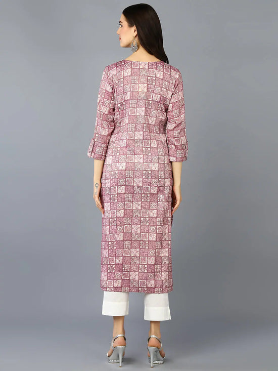 Silk Blend Raspberry Pink Printed Kurta