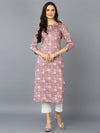 Silk Blend Raspberry Pink Printed Kurta