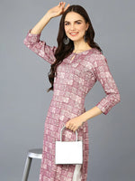 Silk Blend Raspberry Pink Printed Kurta