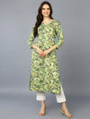 Viscose Rayon Green Floral Printed Kurta-VCK9347_XS