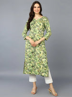 Viscose Rayon Green Floral Printed Kurta-VCK9347_XS