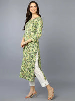 Viscose Rayon Green Floral Printed Kurta-VCK9347_XS