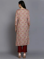 Viscose Rayon Cream Printed Straight Kurta-VCK9372_XS