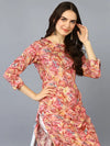 Viscose Rayon Pink Floral Printed Kurta-VCK9345_XS