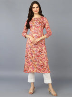 Viscose Rayon Pink Floral Printed Kurta-VCK9345_XS