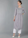 Ahika Women Cotton Geometric Yoke Kurta