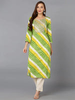 Cotton Blend Multicolor Printed Straight Kurta