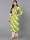 Cotton Blend Multicolor Printed Straight Kurta