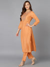 Silk Blend Orange Straight Kurta Kurta