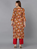 Cotton Blend Mustard Floral Printed Kurta