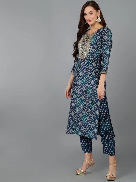 Ahika Women Silk Blend Embroidered Abstract Printed-VKSKD1700_XS