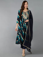 Ahika Women Viscose Rayon Embroidered Abstract Printed