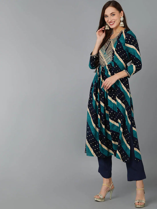 Ahika Women Viscose Rayon Embroidered Abstract Printed