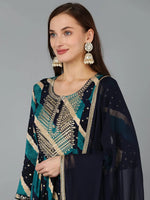 Ahika Women Viscose Rayon Embroidered Abstract Printed