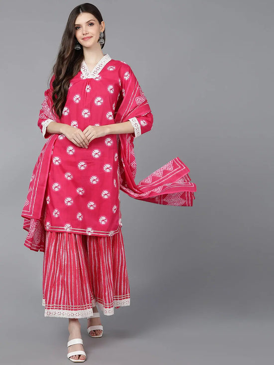 Ahika Women Cotton Dyed Kurta Palazzo With