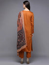 Cotton Orange Embroidered Straight Kurta Pant With