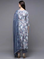 Viscose Rayon Blue Floral Printed Alia Cut