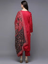 Cotton Red Embroidered Straight Kurta Pant With-VKSKD1950_XS