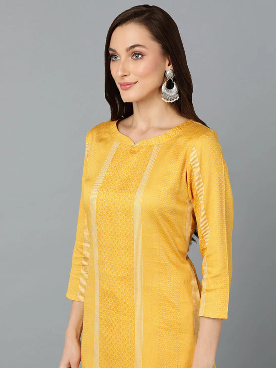 Silk Blend Chrome Yellow Straight Kurta Pant