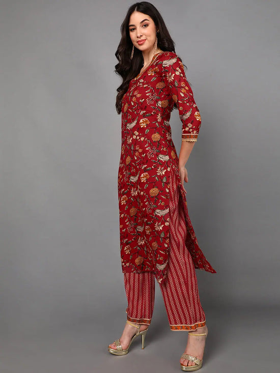 Ahika Cotton Floral Printed Kurta Trousers Dupatta-VKSKD1425_S