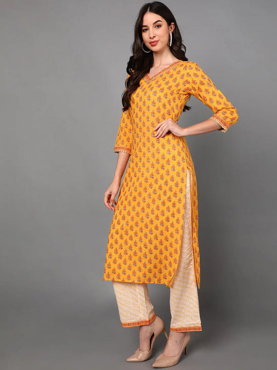 Ahika Cotton Printed Kurta Trousers Dupatta Set-VKSKD1430_S