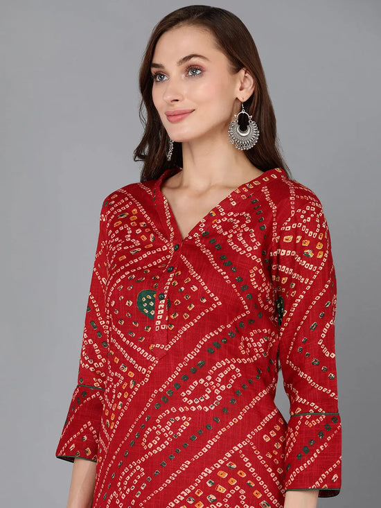 Ahika Women Pure Cotton Bandhani Printed Kurta